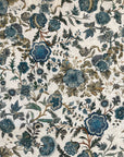 Indigo Fern Viscose Cotton Linen - Chintz-like Blue Florals