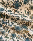Indigo Fern Viscose Cotton Linen - Chintz-like Blue Florals