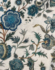Indigo Fern Viscose Cotton Linen - Chintz-like Blue Florals