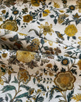 Mustard Vine Viscose Cotton Linen - Chintz-like Golden Yellow Florals