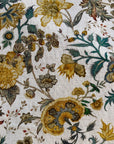 Mustard Vine Viscose Cotton Linen - Chintz-like Golden Yellow Florals