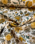 Mustard Vine Viscose Cotton Linen - Chintz-like Golden Yellow Florals