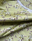 Cotton Lawn Dress Fabric - Spring Vine Flowers in Light Green