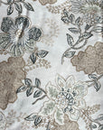 Beige & Ivory Floral Satin - Ornate Garden