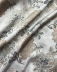 Beige & Ivory Floral Satin - Ornate Garden