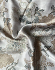 Beige & Ivory Floral Satin - Ornate Garden