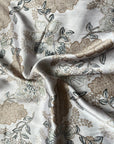 Beige & Ivory Floral Satin - Ornate Garden