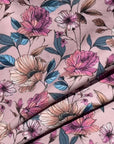 Dusky Rose Garden Jersey Fabric - Blush Pink