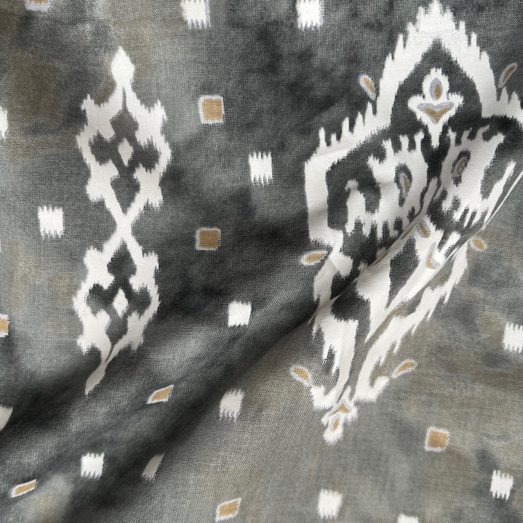 Ikat Cotton - Charcoal Ikat Printer Soft Cotton
