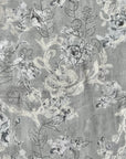 Fine Cotton Lawn Dress Fabric - Grey with Rose Print