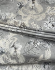 Fine Cotton Lawn Dress Fabric - Grey with Rose Print