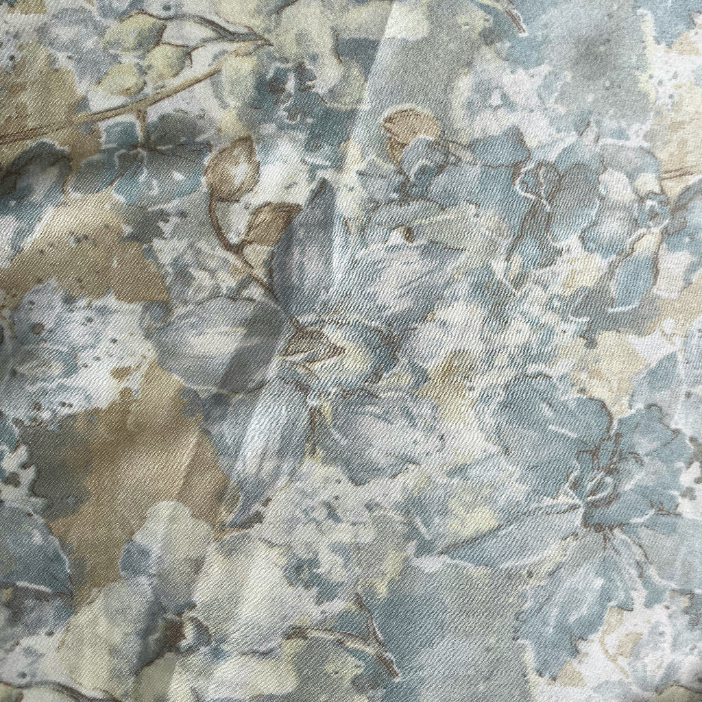 Pale Blue Waterclolours Satin - Watercolour Petals